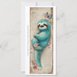 Create Your Own Cute Teal Sloth Bookmark Card