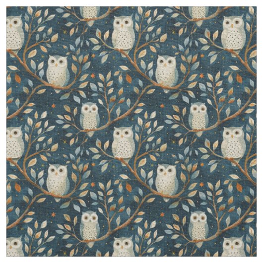 Create Your Own Cute Winter Owls Blue Stof (Swatch)
