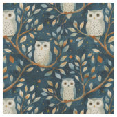Create Your Own Cute Winter Owls Blue Stof (Close Up)