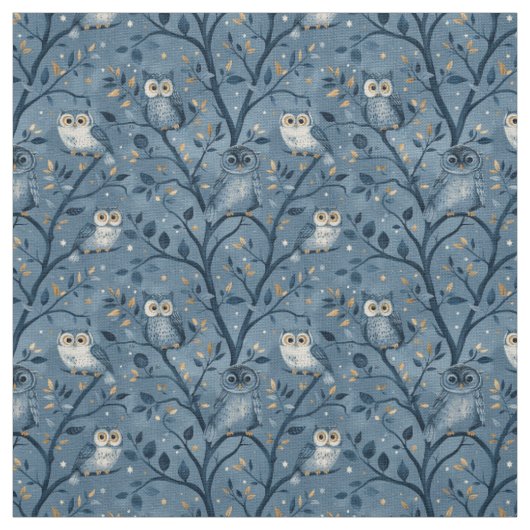 Create Your Own Cute Winter Owls Stof (Swatch)