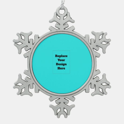 Create Your Own cyan Tin Sneeuwvlok Ornament (Voorkant)