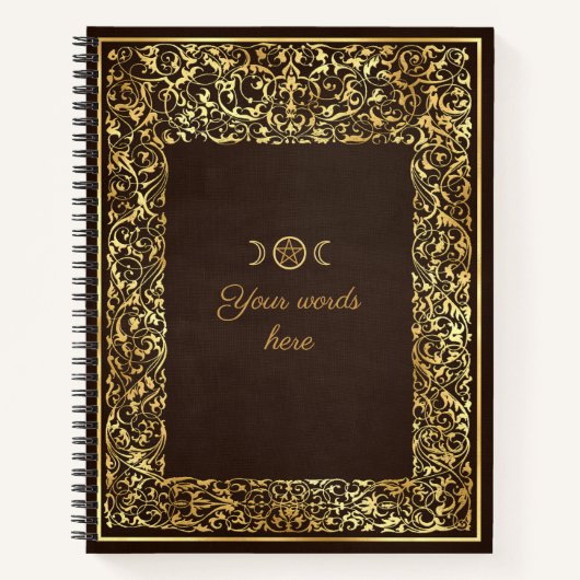 Create Your Own Dark Brown Giided Filigree Notitieboek (Voorkant)