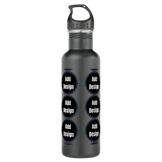 Create Your Own dark gray blue personalized Waterfles (Achterkant)