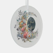 Create Your Own Dark & Light Floral Crescent Moon Glas Ornament (Voorkant Rechts)