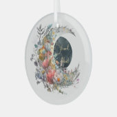 Create Your Own Dark & Light Floral Crescent Moon Glas Ornament (Voorkant links)