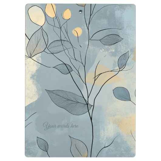 Create Your Own Deep Blue Floral Minimalist Klembord (Achterkant)