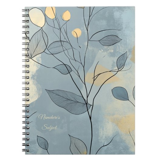Create Your Own Deep Blue Floral Minimalist Notitieboek (Voorkant)