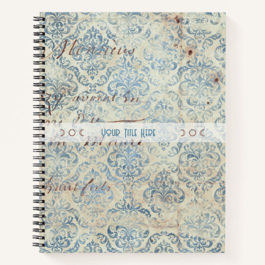 Create Your Own Distressed Blue Damask Love Letter Notitieboek (Voorkant)