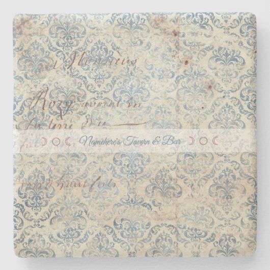 Create Your Own Distressed Blue Damask Love Letter Stenen Onderzetter (Voorkant)
