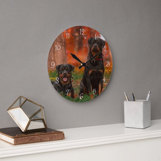Create Your Own Dog Photo Round Wall Clock Grote Klok (Kantoor)
