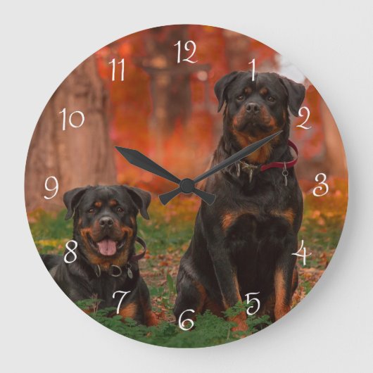 Create Your Own Dog Photo Round Wall Clock Grote Klok (Voorkant)