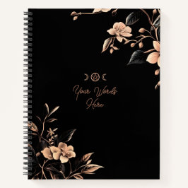 Create Your Own Dusty Pink Cherry Blossoms Black Notitieboek