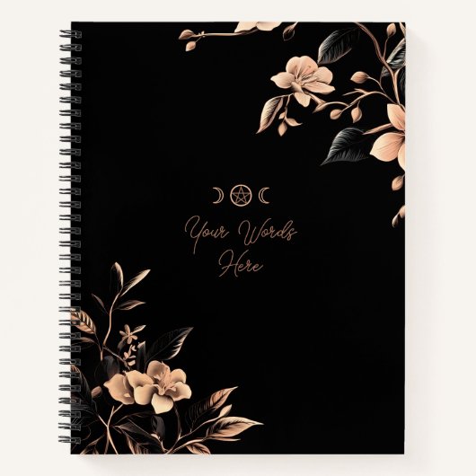 Create Your Own Dusty Pink Cherry Blossoms Black Notitieboek (Voorkant)