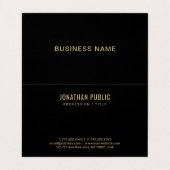 Create Your Own Elegant Black And Gold Folded Visitekaartje (Binnenkant ongevouwen)