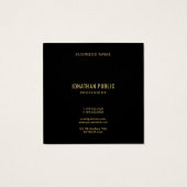 Create Your Own Elegant Template Black Gold Vierkante Visitekaartjes (Achterkant)