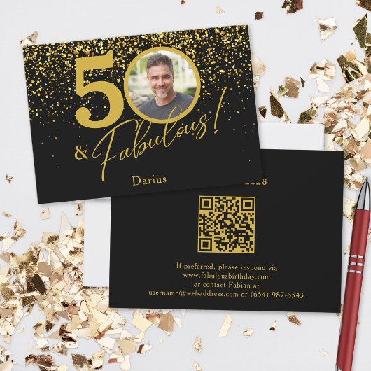 Create Your Own Fabulous Birthday Photo QR Code RSVP Kaartje