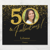 Create Your Own Fabulous Birthday Photo Sparkling Wijnetiket (Enkel label)