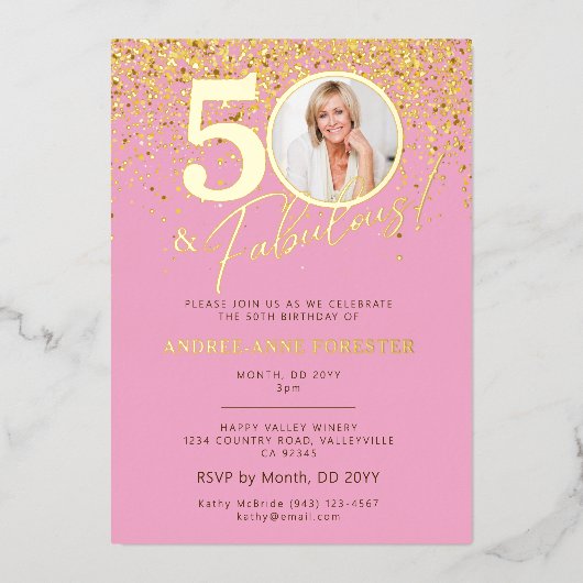 Create Your Own Fabulous Milestone Birthday Photo Folie Uitnodiging (Voorkant)