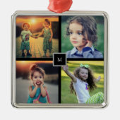 Create your own family photo collage monogrammed metalen ornament (Voorkant)