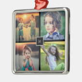 Create your own family photo collage monogrammed metalen ornament (Links)