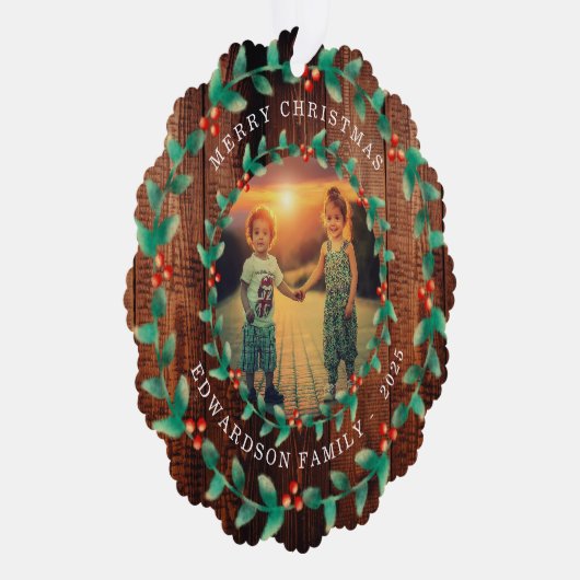 Create your own family photo personal Christmas Ornament Kaart (Rechts)