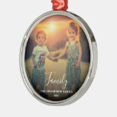 Create your own family script photo monogrammed metalen ornament (Links)