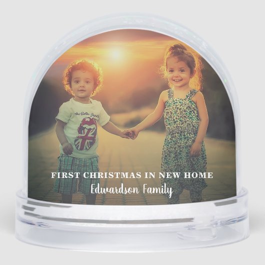 Create your own first christmas in our new home sneeuwbol (Achterkant)