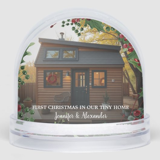 Create your own first christmas in our tiny home sneeuwbol (Voorkant)