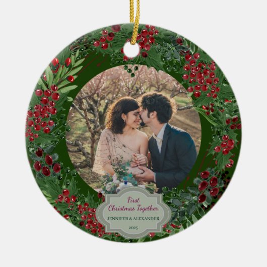 Create your own First Christmas Together photo Keramisch Ornament (Voorkant)
