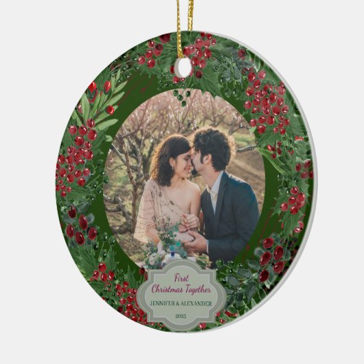 Create your own First Christmas Together photo Keramisch Ornament (Links)