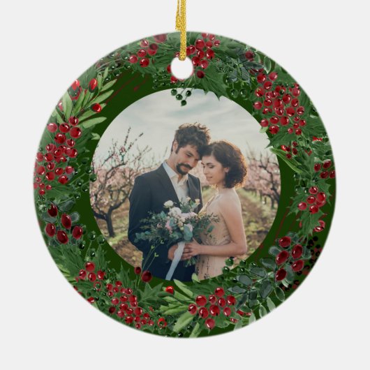 Create your own First Christmas Together photo Keramisch Ornament (Achterkant)