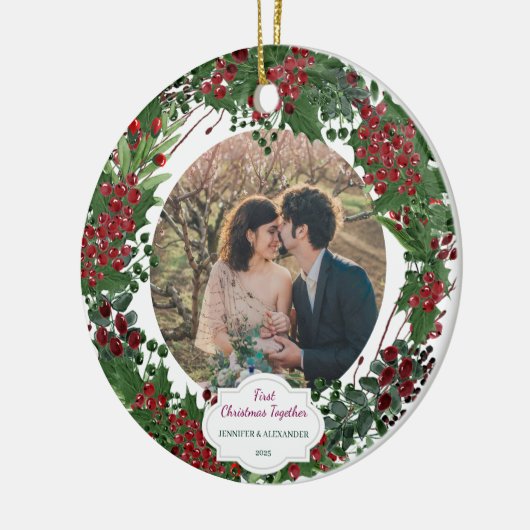 Create your own First Christmas Together photo Keramisch Ornament (Links)