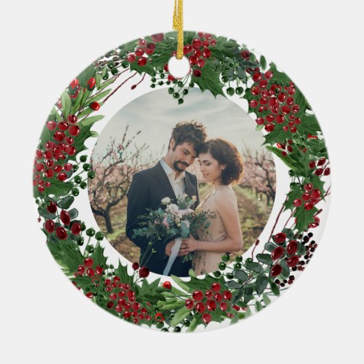 Create your own First Christmas Together photo Keramisch Ornament (Achterkant)