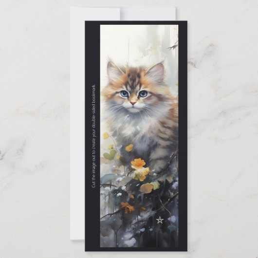 Create Your Own Floral Bengal Kitten Bookmark Card (Voorkant)