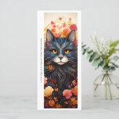 Create Your Own Floral Black Cat Bookmark Card (Staand voorkant)