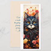Create Your Own Floral Black Cat Bookmark Card (Voorkant / Achterkant)