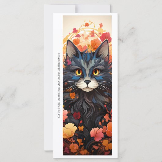 Create Your Own Floral Black Cat Bookmark Card (Voorkant)