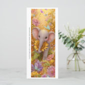 Create Your Own Floral Elephant Bookmark Card (Staand voorkant)