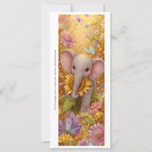 Create Your Own Floral Elephant Bookmark Card (Voorkant)