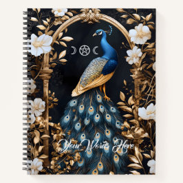 Create Your Own Gilded Blue Peacock Floral Notitieboek