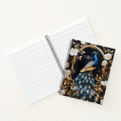 Create Your Own Gilded Blue Peacock Floral Notitieboek (Binnen)