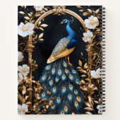 Create Your Own Gilded Blue Peacock Floral Notitieboek (Achterkant)