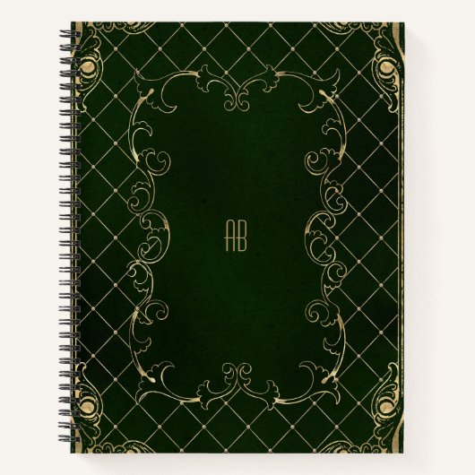 Create Your Own Gilded Dark Forest Green Notebook Notitieboek (Voorkant)