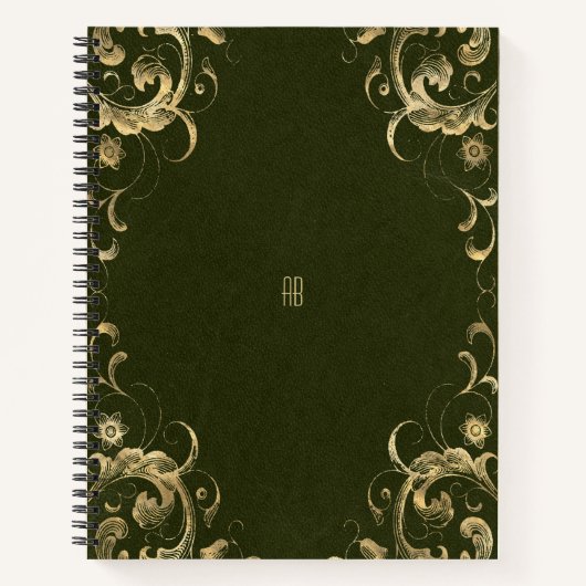 Create Your Own Gilded Dark Olive Green Notebook Notitieboek (Voorkant)