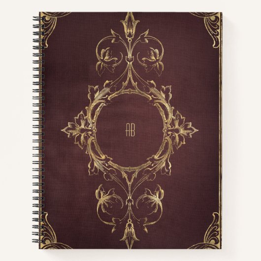 Create Your Own Gilded Deep Maroon Notebook Notitieboek (Voorkant)