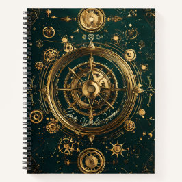 Create Your Own Gilded Teal Steampunk Compass Rose Notitieboek