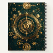 Create Your Own Gilded Teal Steampunk Compass Rose Notitieboek (Achterkant)