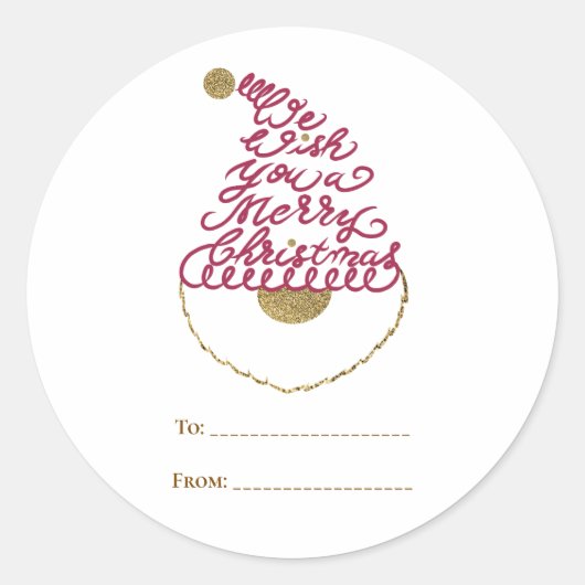 Create Your Own Glitter Santa Modern Christmas  Ronde Sticker (Voorkant)