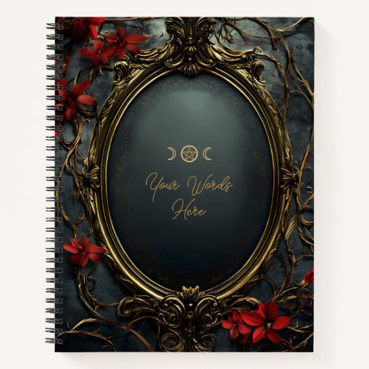 Create Your Own Gold & Gray Red Floral Notitieboek (Voorkant)