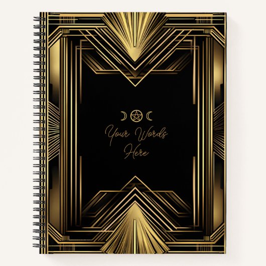 Create Your Own Golden Art Deco Black Notitieboek (Voorkant)